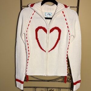 Fionucci Off-White and Red Heart Sweater